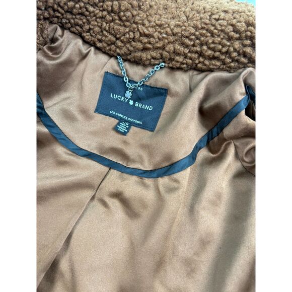 Lucky Brand Sherpa Coat Women’s Size Large | Brown Teddy Faux Shearling Jacket - Picture 6 of 6